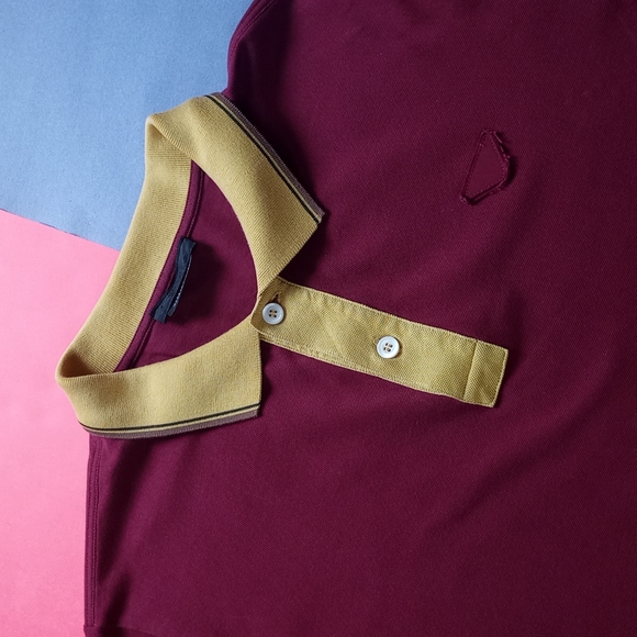 2016 Prada Milano Polo T-Shirt Maroon/Yellow - Picture 3 of 10